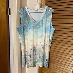 Add-on Blue and Off-White Sleeveless Top